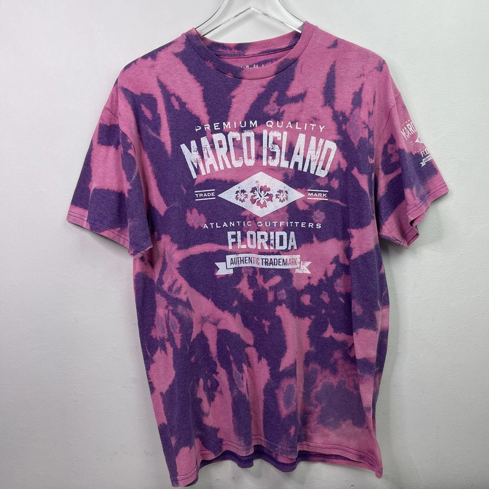 Marco Island Florida Beach Tourist Souvenir Purple Acid Wash Dye T-shirt — Large